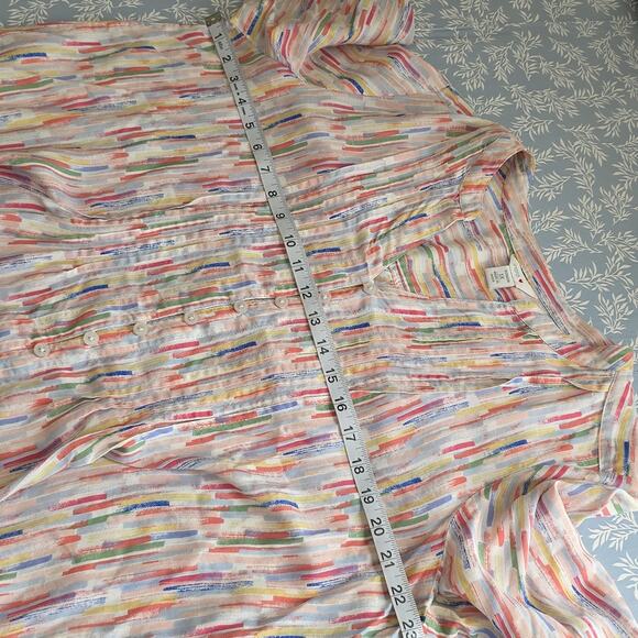 Womens Sz 1X Multicolor V-Neck Pleated 3/4 Sleeve Fairy Beach Vacation Tunic Top - Picture 6 of 11